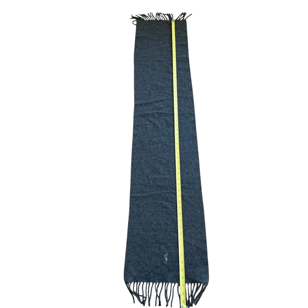 Polo Ralph Lauren Cashmere Lambswool Scarf Gray Made in‎ Italy Embroidered Pony